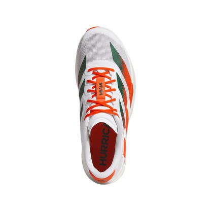 adidas Miami Hurricanes Adizero Evo SL Running Shoes | Cloud White / Dark Green / Collegiate Orange | Men's