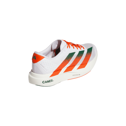 adidas Miami Hurricanes Adizero Evo SL Running Shoes | Cloud White / Dark Green / Collegiate Orange | Men's