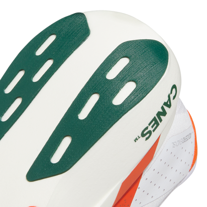 adidas Miami Hurricanes Adizero Evo SL Running Shoes | Cloud White / Dark Green / Collegiate Orange | Men's