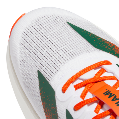 adidas Miami Hurricanes Adizero Evo SL Running Shoes | Cloud White / Dark Green / Collegiate Orange | Men's