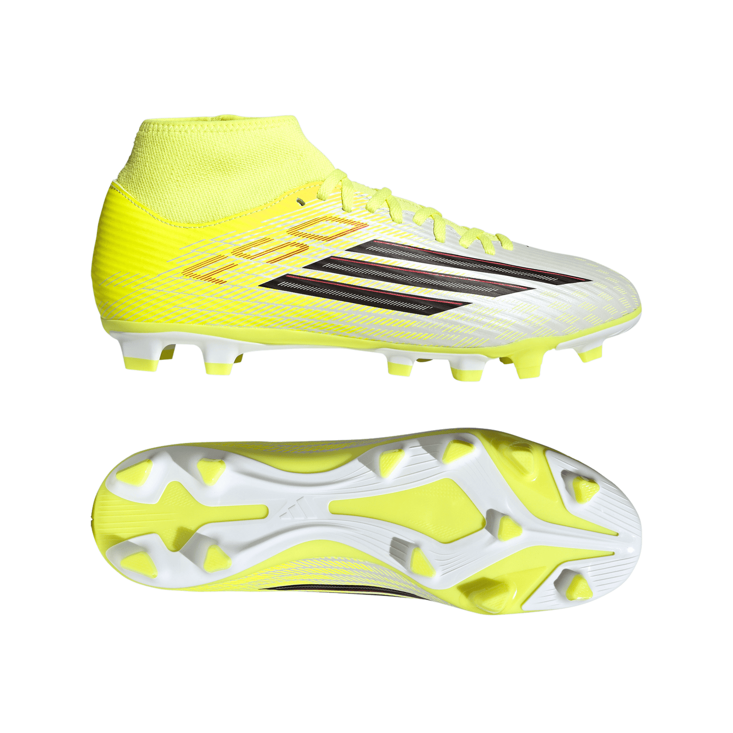 adidas F50 CLUB Mid Cut Firm Ground / Multi Ground Soccer Cleats | Team Solar Yellow 2 / Core Black / Lucid Red | Men's