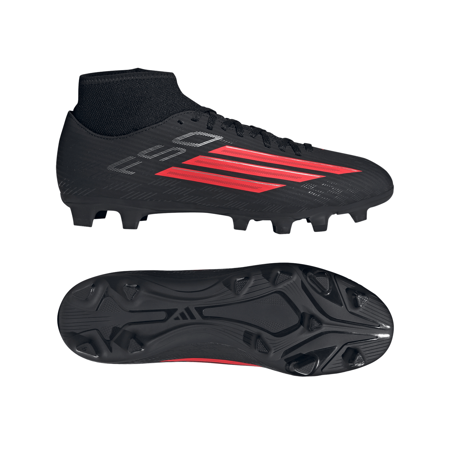 adidas F50 CLUB Mid Cut Firm Ground / Multi Ground Soccer Cleats | Core Black / Lucid Red | Men's