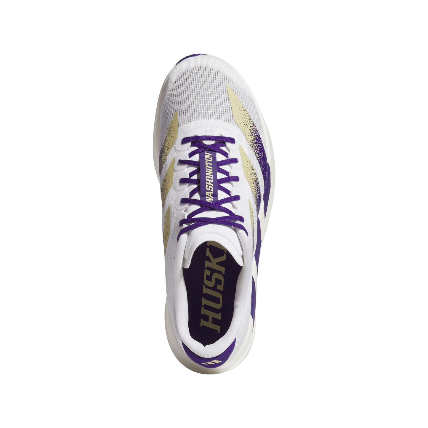 adidas University of Washington Adizero Evo SL Running Shoes | Cloud White / Team College Purple / Team Sand | Men's
