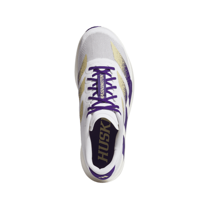 adidas University of Washington Adizero Evo SL Running Shoes | Cloud White / Team College Purple / Team Sand | Men's