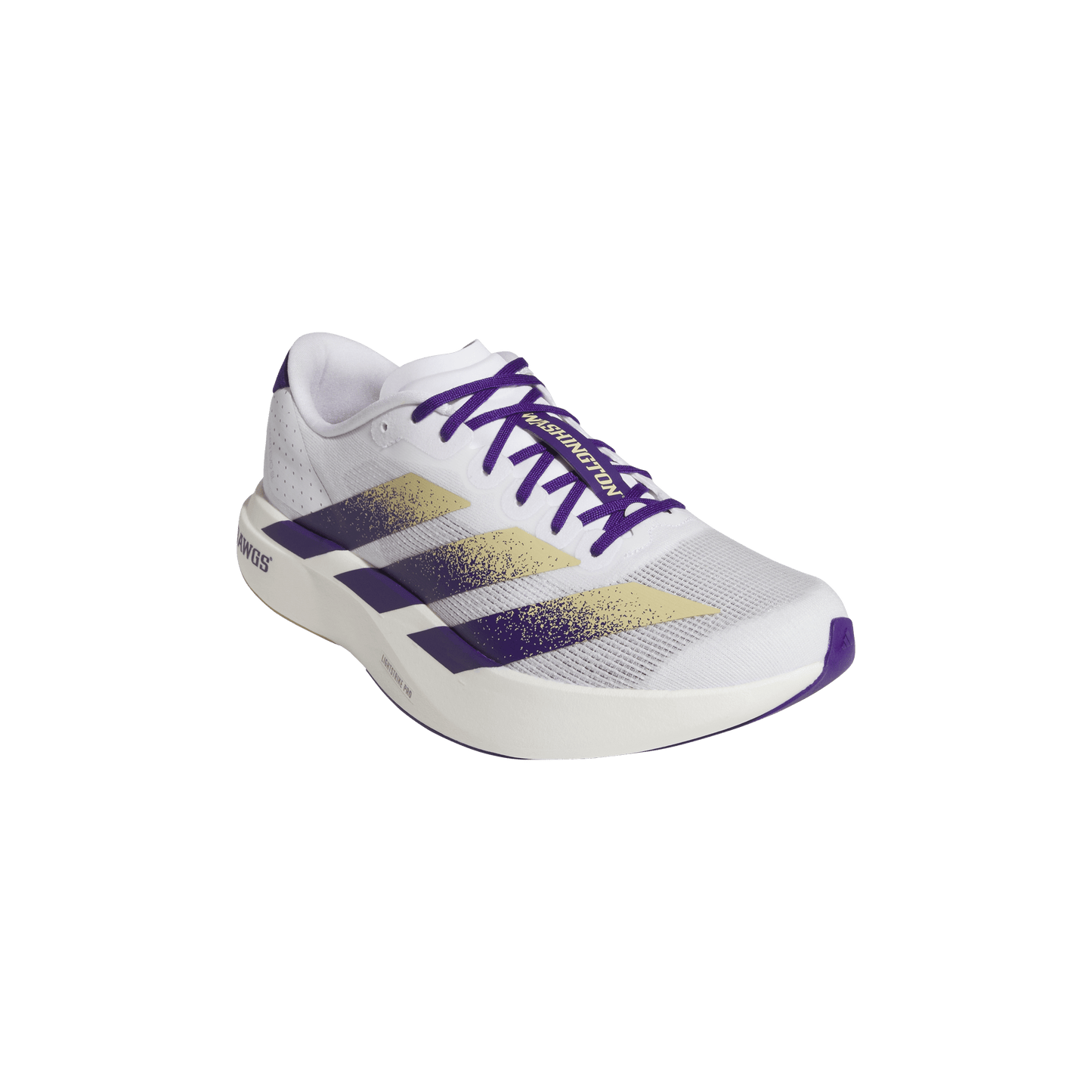 adidas University of Washington Adizero Evo SL Running Shoes | Cloud White / Team College Purple / Team Sand | Men's