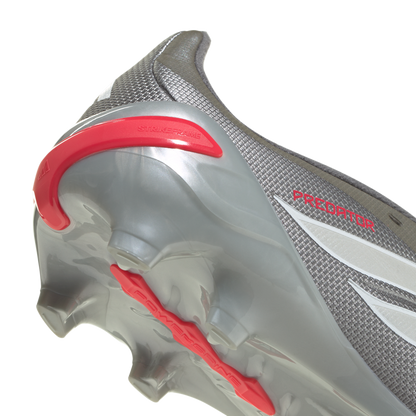 adidas Predator League Fold-Over Tongue Firm Ground Soccer Cleats | Iron Metallic / Zero Metalic / Lucid Red | Kid's