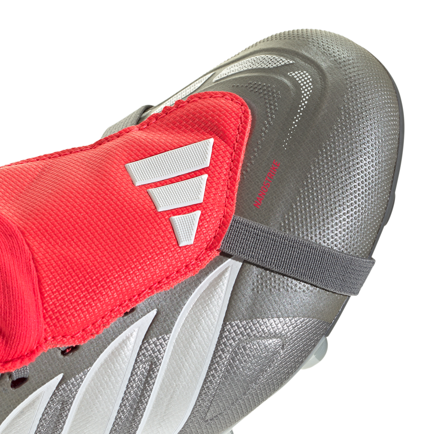 adidas Predator League Fold-Over Tongue Firm Ground Soccer Cleats | Iron Metallic / Zero Metalic / Lucid Red | Kid's