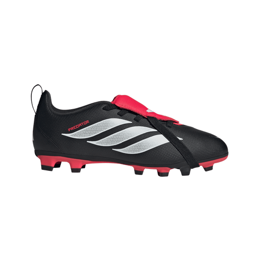 adidas Predator Club Fold-Over Tongue Elastic Laces Firm Ground/Multi Ground Football Boots | Core Black / Cloud White / Lucid Red | Kid's