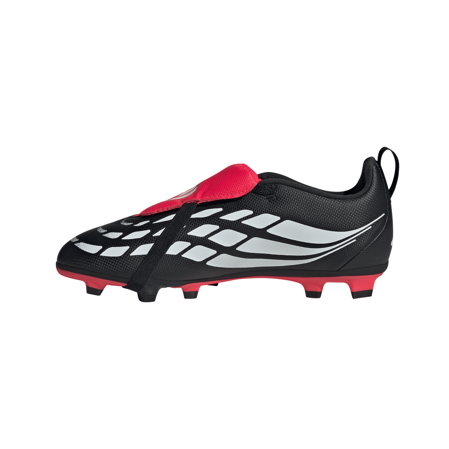 adidas Predator Club Fold-Over Tongue Elastic Laces Firm Ground/Multi Ground Football Boots | Core Black / Cloud White / Lucid Red | Kid's