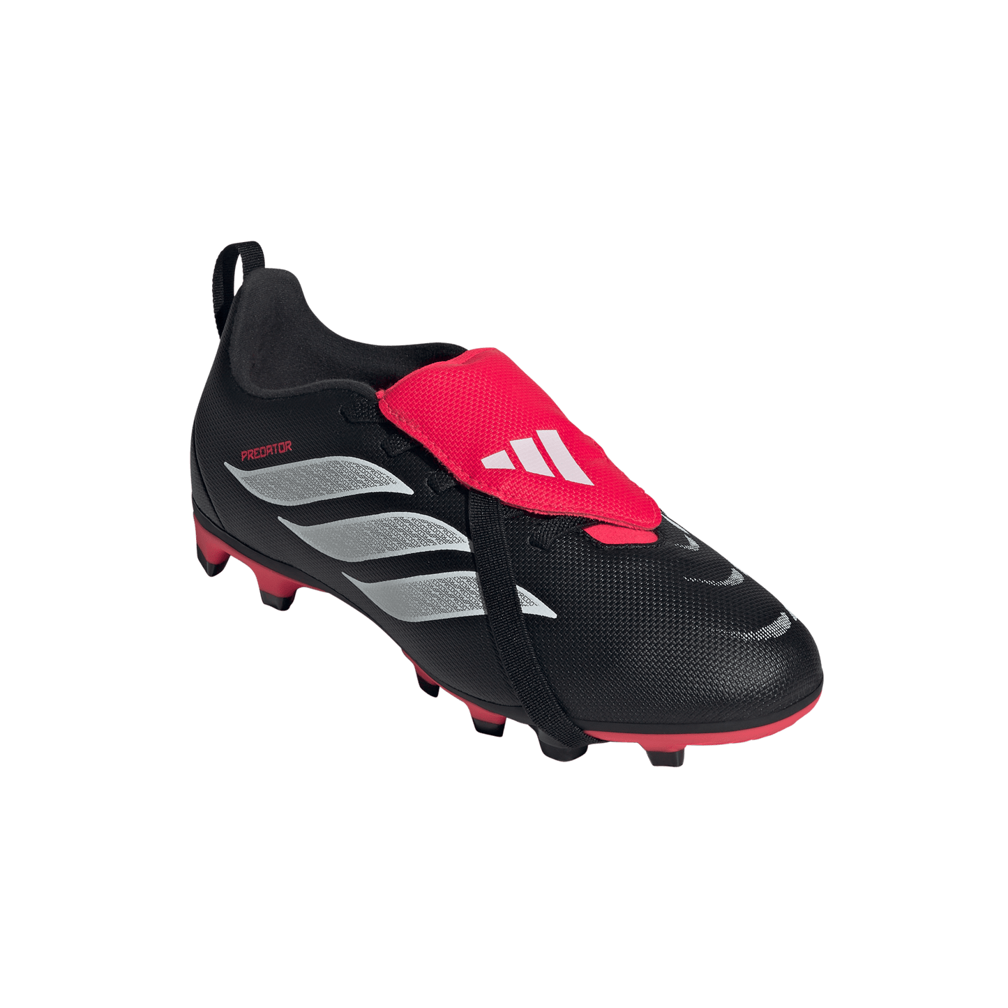 adidas Predator Club Fold-Over Tongue Elastic Laces Firm Ground/Multi Ground Football Boots | Core Black / Cloud White / Lucid Red | Kid's