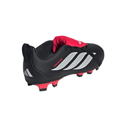 adidas Predator Club Fold-Over Tongue Elastic Laces Firm Ground/Multi Ground Football Boots | Core Black / Cloud White / Lucid Red | Kid's