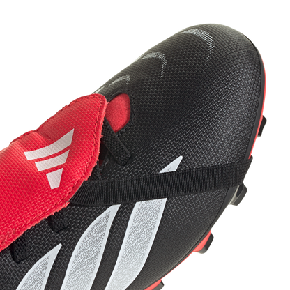 adidas Predator Club Fold-Over Tongue Elastic Laces Firm Ground/Multi Ground Football Boots | Core Black / Cloud White / Lucid Red | Kid's