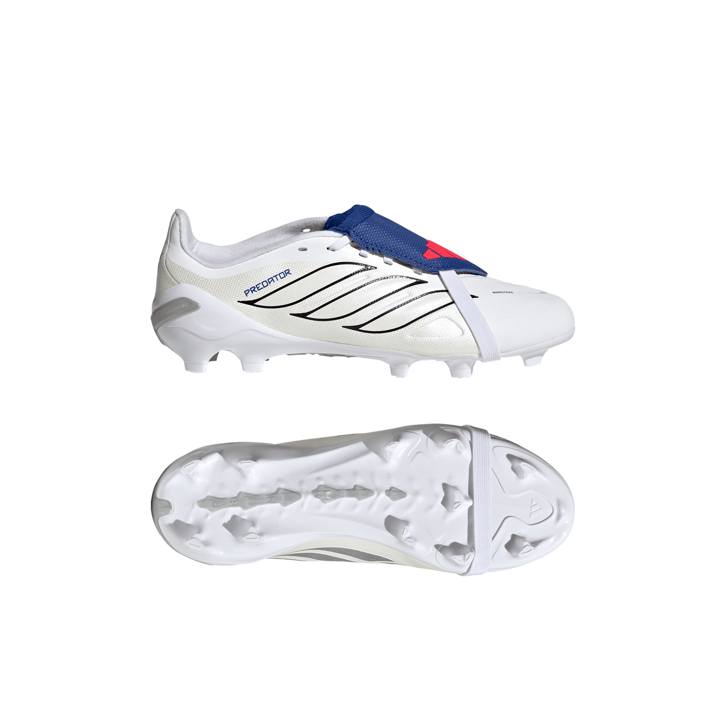 adidas PREDATOR LEAGUE Fold-Over Tongue Firm Ground Soccer Cleats |Cloud White / Zero Metalic / Royal Blue | Kid's