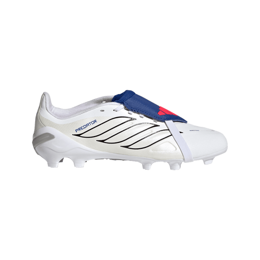 adidas PREDATOR LEAGUE Fold-Over Tongue Firm Ground Soccer Cleats |Cloud White / Zero Metalic / Royal Blue | Kid's