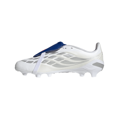 adidas PREDATOR LEAGUE Fold-Over Tongue Firm Ground Soccer Cleats |Cloud White / Zero Metalic / Royal Blue | Kid's