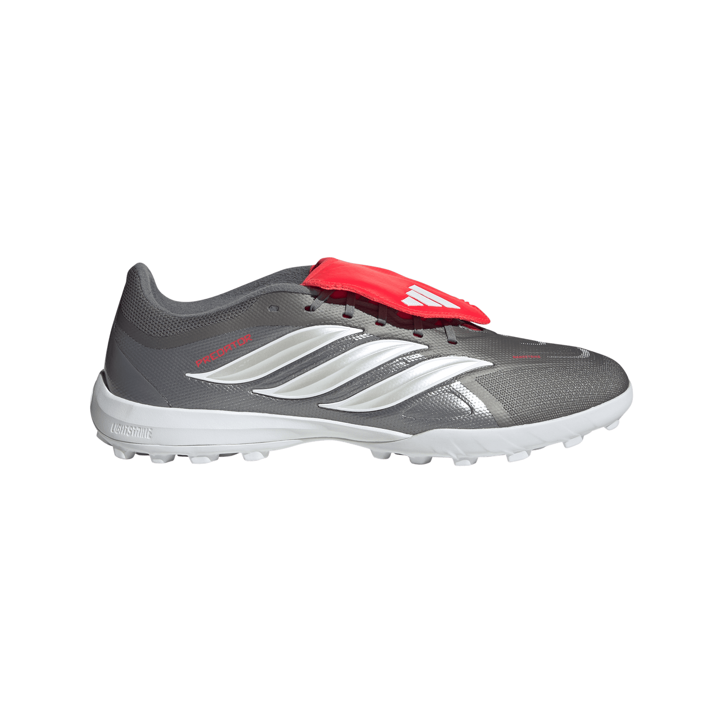 adidas Predator League Fold-Over Tongue Turf Soccer Shoes | Iron Metallic / Zero Metalic / Lucid Red | Men's
