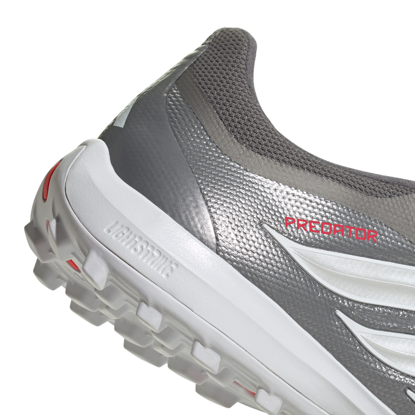 adidas Predator League Fold-Over Tongue Turf Soccer Shoes | Iron Metallic / Zero Metalic / Lucid Red | Men's