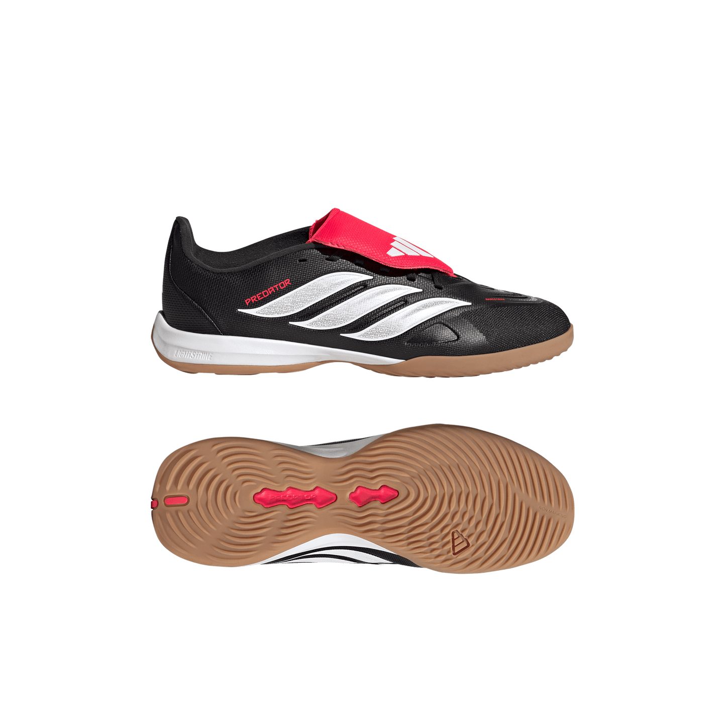 adidas Predator League Fold-Over Tongue Indoor Soccer Shoes | Core Black / Cloud White / Lucid Red | Kid's