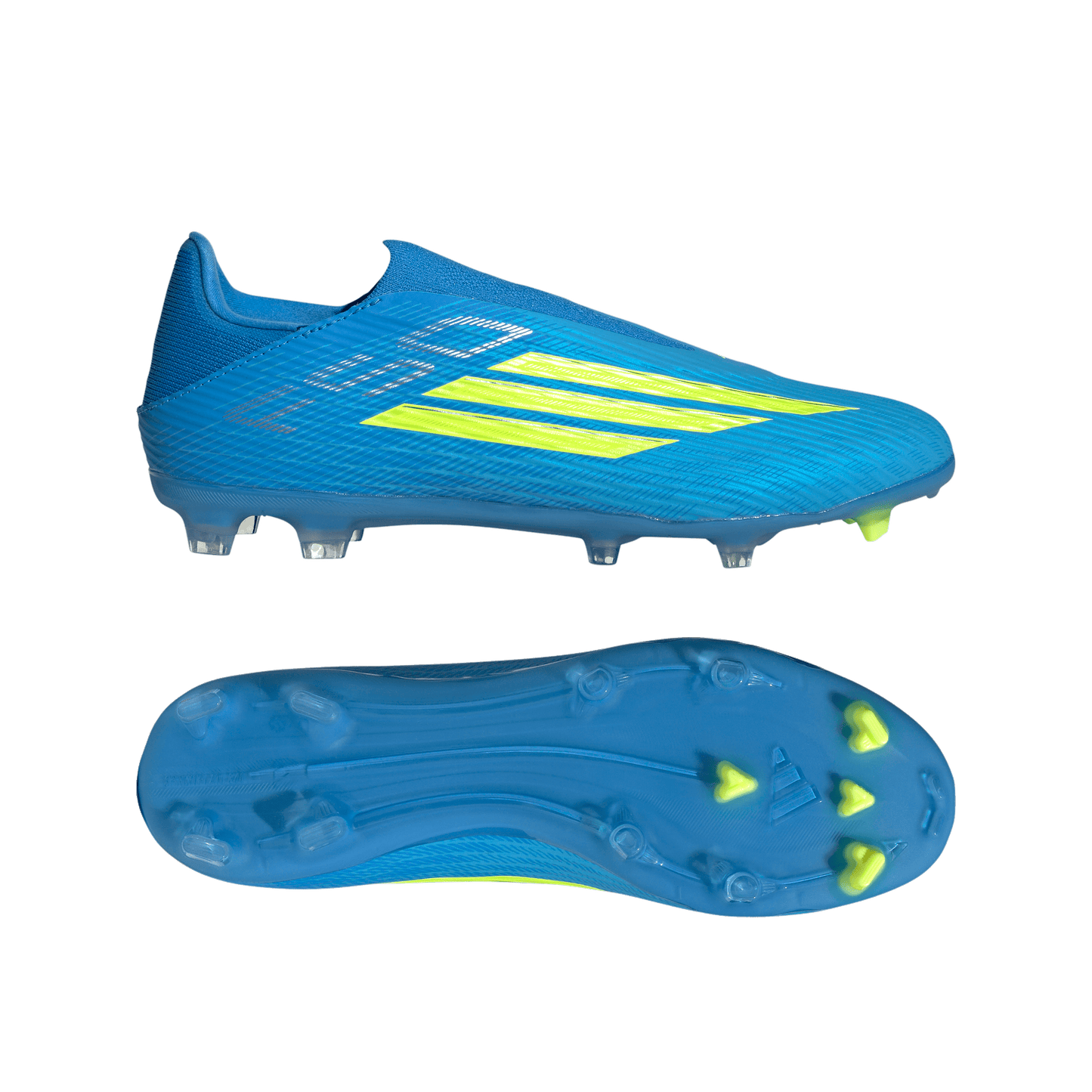 adidas F50 LEAGUE Laceless Firm Ground / Multi Ground Soccer Cleats | Lucid Ray Blue / Team Solar Yellow 2 / Lucid Aquamarine | Men's