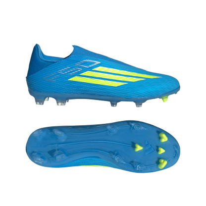 adidas F50 LEAGUE Laceless Firm Ground / Multi Ground Soccer Cleats | Lucid Ray Blue / Team Solar Yellow 2 / Lucid Aquamarine | Men's