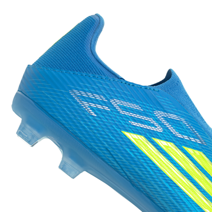 adidas F50 LEAGUE Laceless Firm Ground / Multi Ground Soccer Cleats | Lucid Ray Blue / Team Solar Yellow 2 / Lucid Aquamarine | Men's