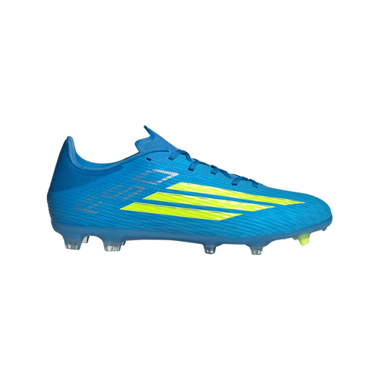adidas F50 LEAGUE Firm Ground / Multi Ground Soccer Cleats | Lucid Ray Blue / Team Solar Yellow 2 / Lucid Aquamarine | Men's