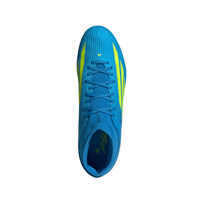 adidas F50 LEAGUE Mid Cut Firm Ground / Multi Ground Soccer Cleats | Lucid Ray Blue / Team Solar Yellow 2 / Lucid Aquamarine | Men's