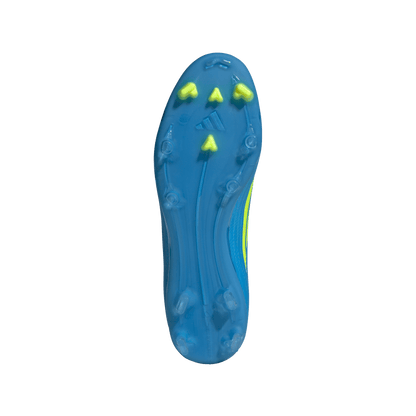 adidas F50 LEAGUE Mid Cut Firm Ground / Multi Ground Soccer Cleats | Lucid Ray Blue / Team Solar Yellow 2 / Lucid Aquamarine | Men's
