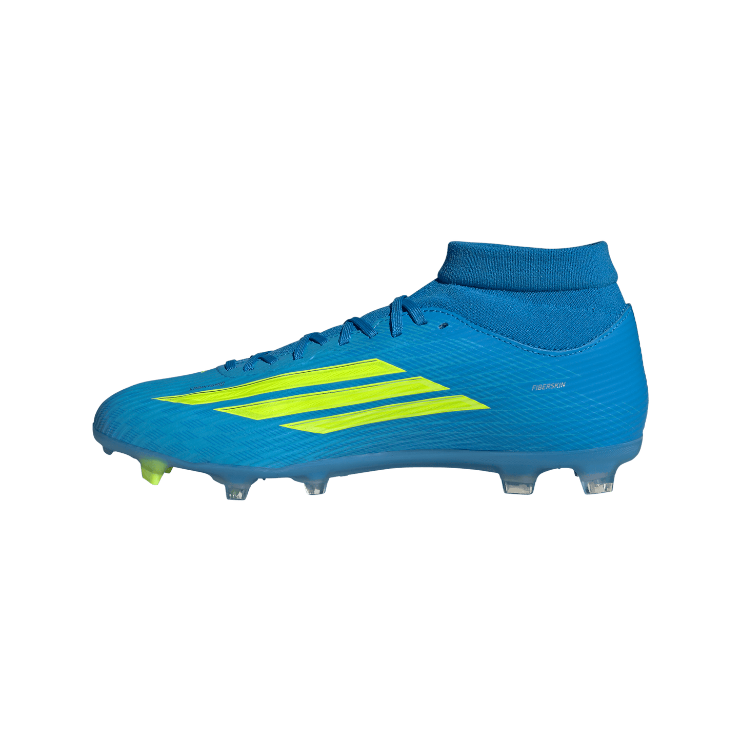 adidas F50 LEAGUE Mid Cut Firm Ground / Multi Ground Soccer Cleats | Lucid Ray Blue / Team Solar Yellow 2 / Lucid Aquamarine | Men's
