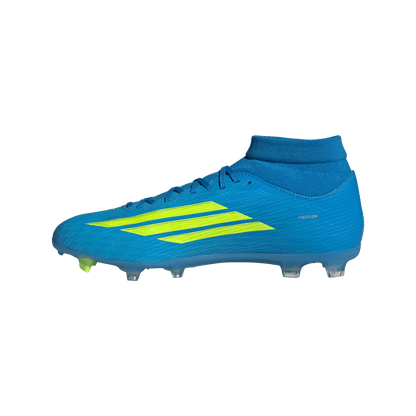 adidas F50 LEAGUE Mid Cut Firm Ground / Multi Ground Soccer Cleats | Lucid Ray Blue / Team Solar Yellow 2 / Lucid Aquamarine | Men's