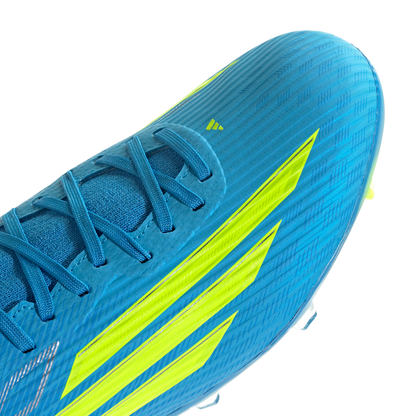adidas F50 LEAGUE Mid Cut Firm Ground / Multi Ground Soccer Cleats | Lucid Ray Blue / Team Solar Yellow 2 / Lucid Aquamarine | Men's