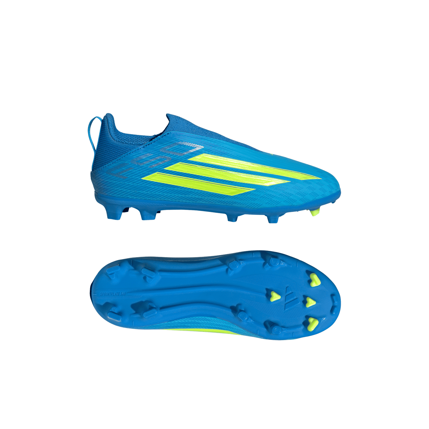 adidas F50 LEAGUE Laceless Firm Ground / Multi Ground Soccer Cleats  | Lucid Ray Blue / Team Solar Yellow 2 / Lucid Aquamarine | Kid's