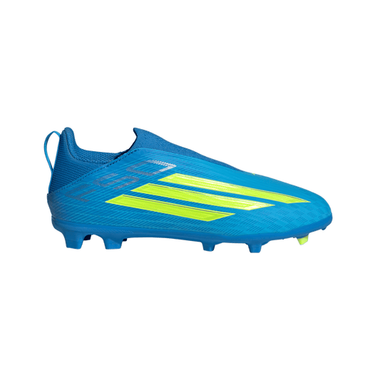 adidas F50 LEAGUE Laceless Firm Ground / Multi Ground Soccer Cleats  | Lucid Ray Blue / Team Solar Yellow 2 / Lucid Aquamarine | Kid's