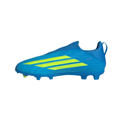 adidas F50 LEAGUE Laceless Firm Ground / Multi Ground Soccer Cleats  | Lucid Ray Blue / Team Solar Yellow 2 / Lucid Aquamarine | Kid's