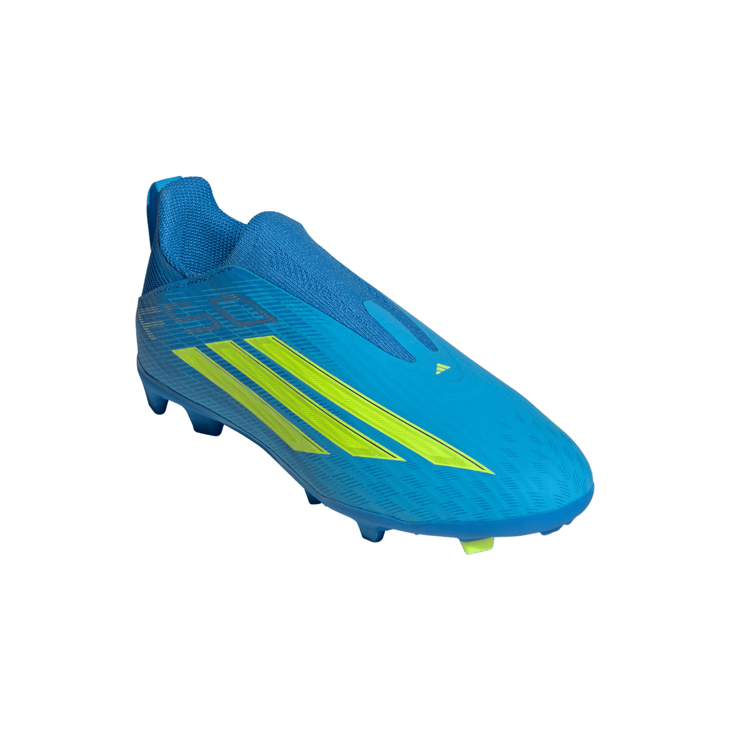 adidas F50 LEAGUE Laceless Firm Ground / Multi Ground Soccer Cleats  | Lucid Ray Blue / Team Solar Yellow 2 / Lucid Aquamarine | Kid's