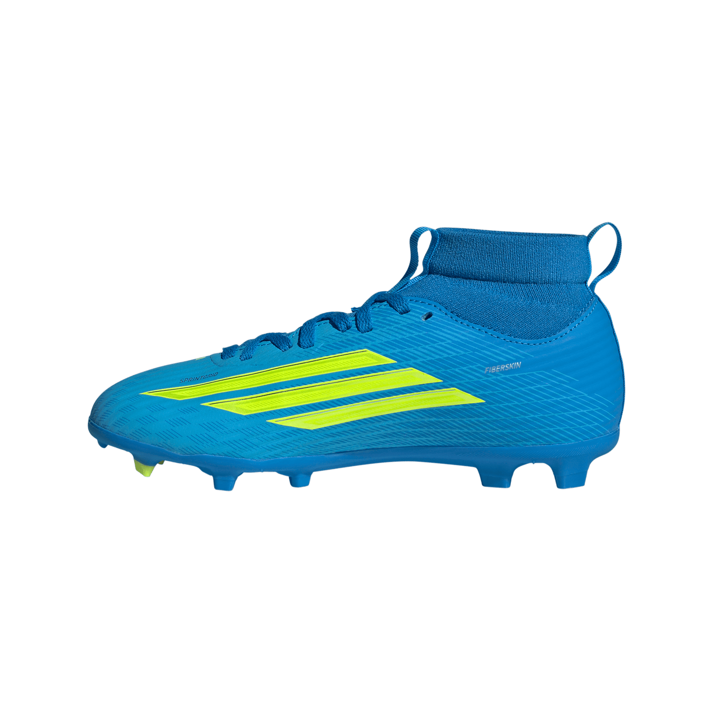 adidas F50 LEAGUE Mid Cut Firm Ground / Multi Ground Soccer Cleats  | Lucid Ray Blue / Team Solar Yellow 2 / Lucid Aquamarine | Kid's
