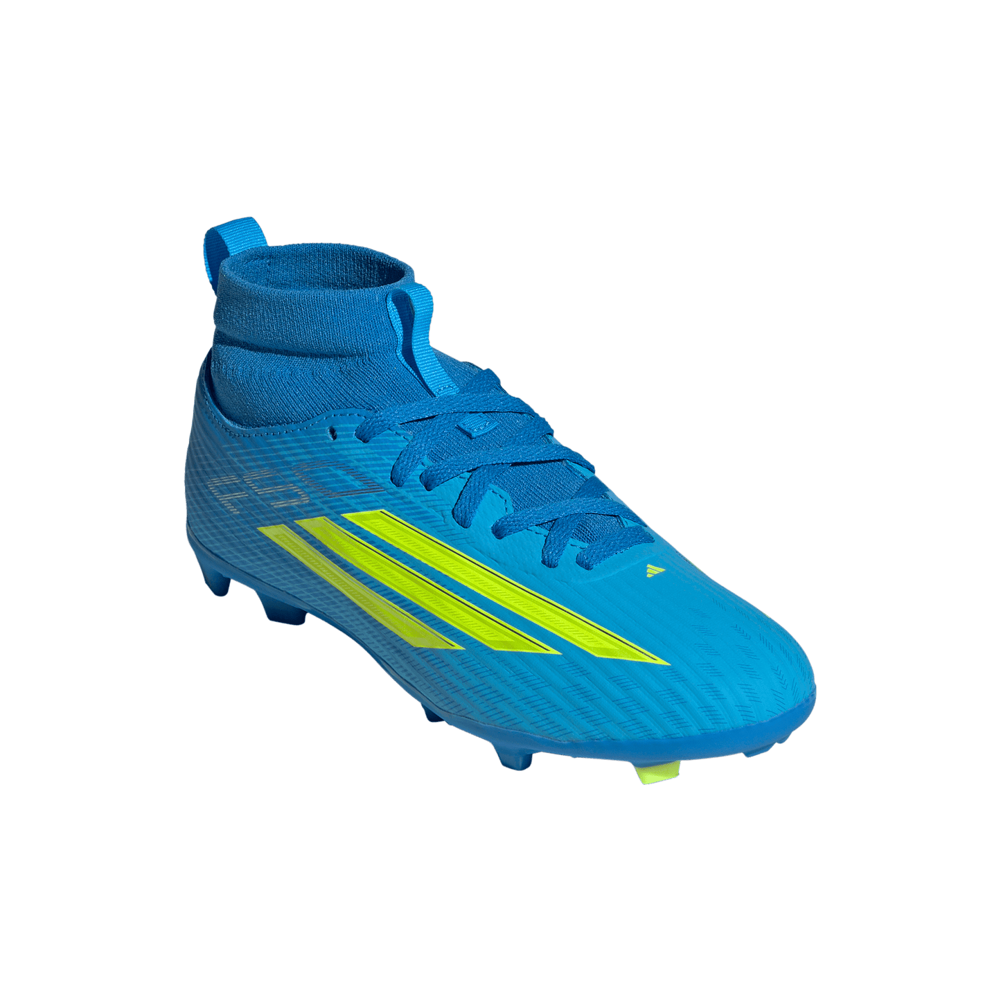 adidas F50 LEAGUE Mid Cut Firm Ground / Multi Ground Soccer Cleats  | Lucid Ray Blue / Team Solar Yellow 2 / Lucid Aquamarine | Kid's