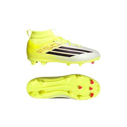 adidas F50 LEAGUE Mid Cut Firm Ground / Multi Ground Soccer Cleats  | Team Solar Yellow 2 / Core Black / Lucid Rec | Kid's