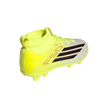 adidas F50 LEAGUE Mid Cut Firm Ground / Multi Ground Soccer Cleats  | Team Solar Yellow 2 / Core Black / Lucid Rec | Kid's