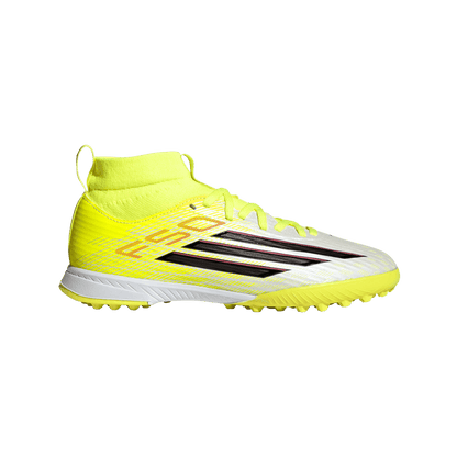 adidas F50 LEAGUE Mid Cut Turf Soccer Shoes | Team Solar Yellow 2 / Core Black / Lucid Rec | Kid's
