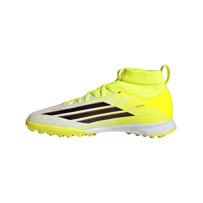 adidas F50 LEAGUE Mid Cut Turf Soccer Shoes | Team Solar Yellow 2 / Core Black / Lucid Rec | Kid's