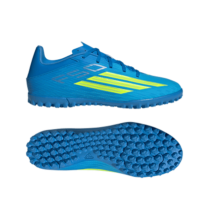 adidas F50 CLUB Turf Soccer Cleats | Lucid Ray Blue / Team Solar Yellow 2 / Lucid Aquamarine | Men's