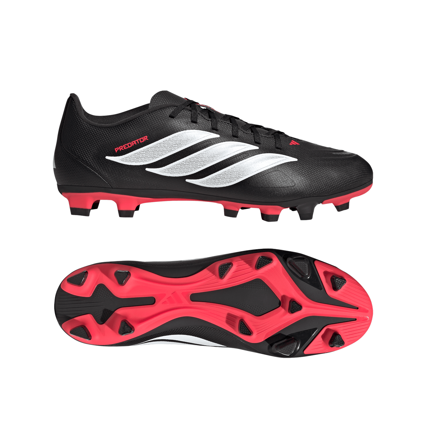 adidas PREDATOR CLUB Firm Ground/Multi Ground Soccer Boots | Core Black / Cloud White / Lucid Red | Men's