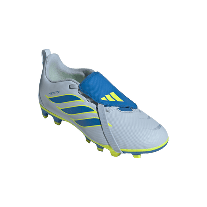 adidas Predator Club Fold-Over Tongue Elastic Laces FG/MG Soccer Cleats | Crystal Sky / Ray Blue / Team Solar Yellow | Kid's