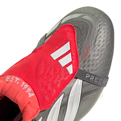 adidas Predator Elite Fold-Over Tongue Firm Ground Soccer Cleats | Iron Metallic / Cloud White / Lucid Red | Men's