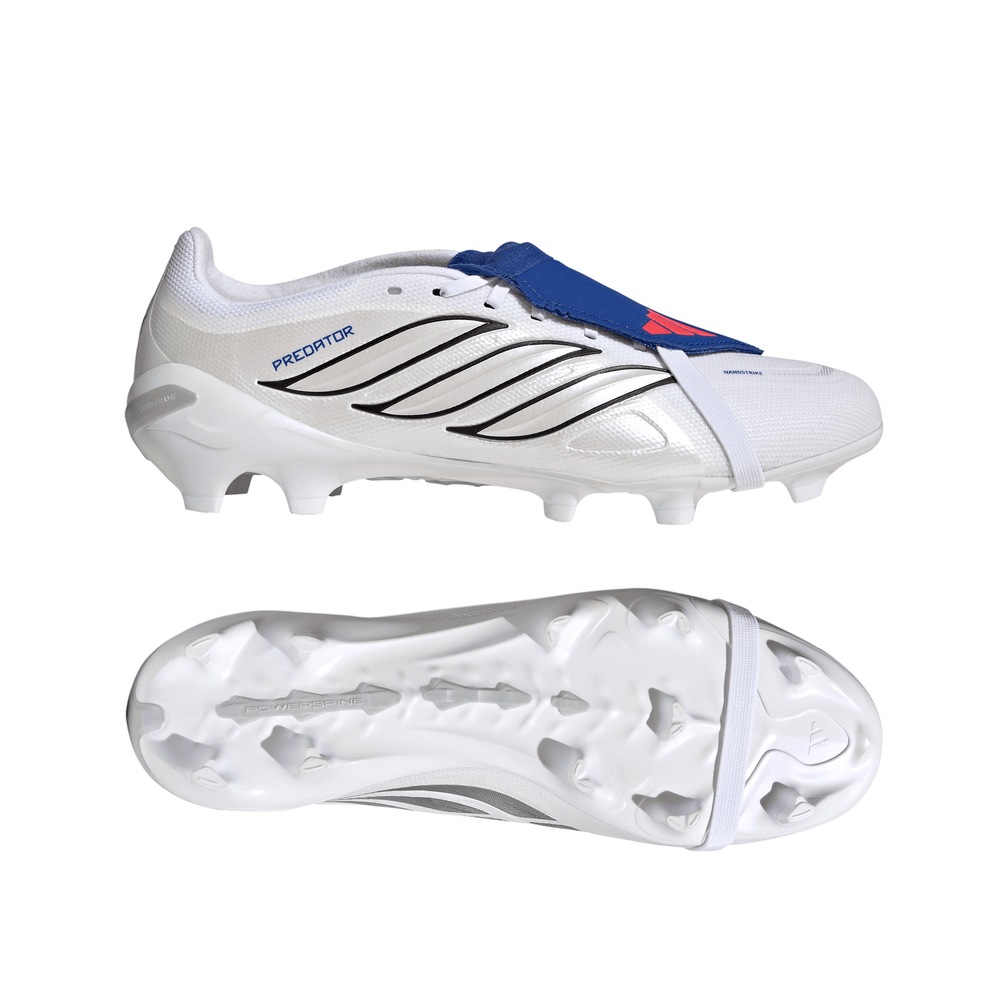 adidas PREDATOR LEAGUE Fold-Over Tongue Firm Ground Soccer Cleats | Cloud White / Zero Metalic / Royal Blue | Men's