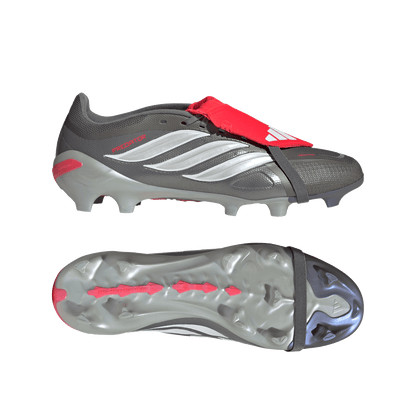 adidas Predator League Fold-Over Tongue Firm Ground Soccer Cleats | Iron Metallic / Zero Metalic / Lucid Red | Men's