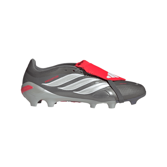 adidas Predator League Fold-Over Tongue Firm Ground Soccer Cleats | Iron Metallic / Zero Metalic / Lucid Red | Men's