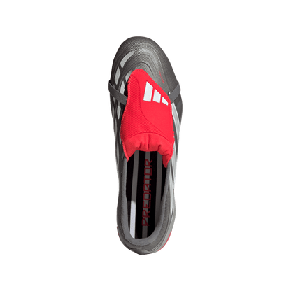 adidas Predator League Fold-Over Tongue Firm Ground Soccer Cleats | Iron Metallic / Zero Metalic / Lucid Red | Men's