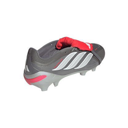 adidas Predator League Fold-Over Tongue Firm Ground Soccer Cleats | Iron Metallic / Zero Metalic / Lucid Red | Men's
